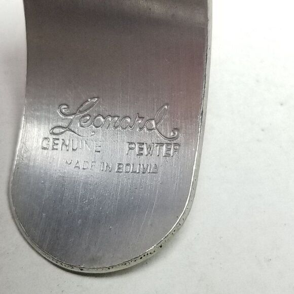 Vintage Leonard Pewter Floral Design Cuff Bangle Bracelet, Silver Tone, Signed - Picture 5 of 9